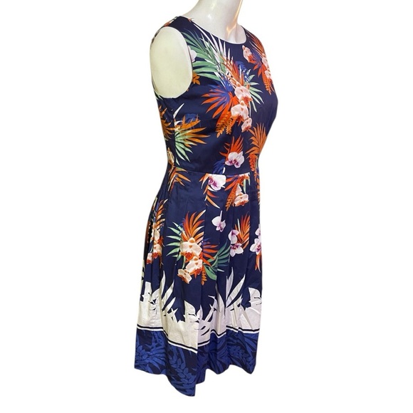 Talbots Blue and Pink Sleeveless A-Line Midi Dress Size 2 Petite - Picture 4 of 9